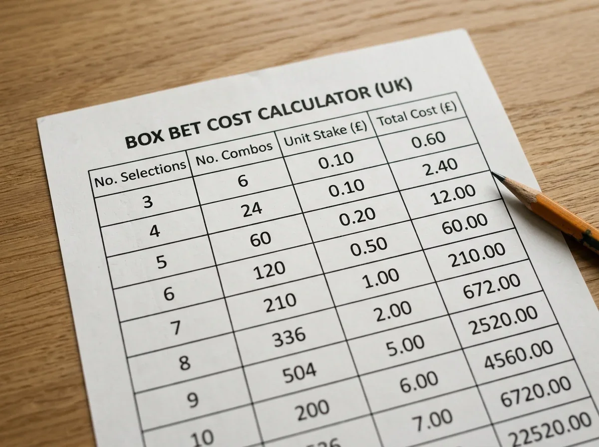 Box Bet Cost Calculator UK: Stake Tables and Formulas
